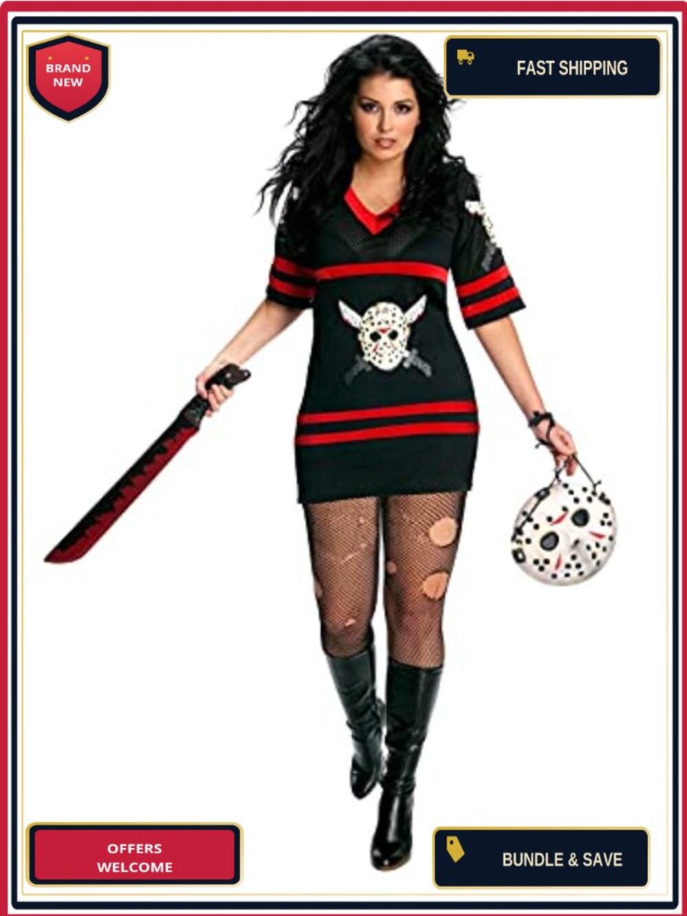 Rubie's Friday the 13th Miss Voorhees Plus Costume Dress & Mask Handbag